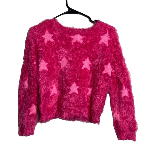 Hot Pink Fuzzy Star Sweater Size 14/16 - Picture 1 of 4